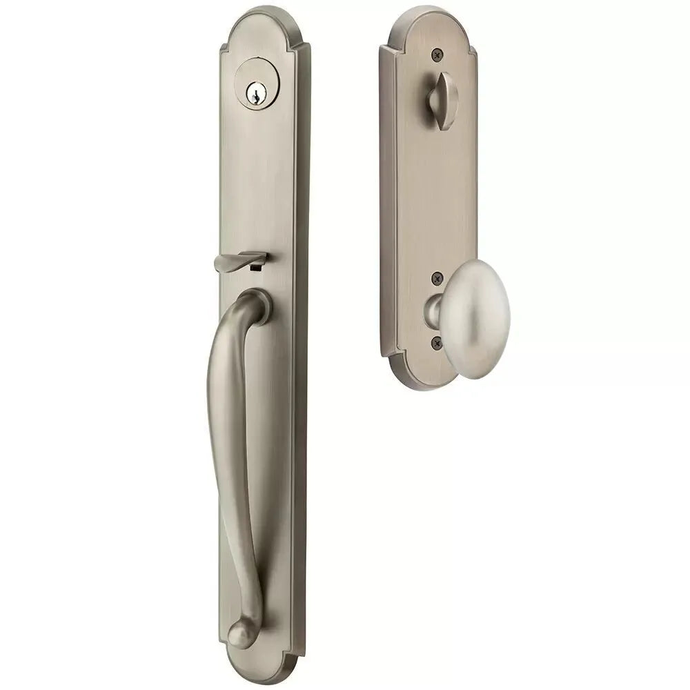 Emtek Wilmington Tubular Handleset with Egg Knob in Pewter finish