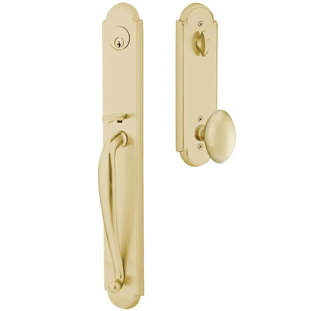 Emtek Wilmington Tubular Handleset with Egg Knob in Satin Brass finish
