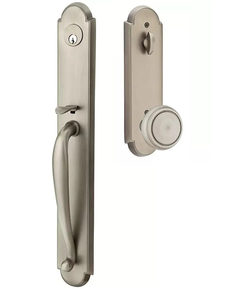 Emtek Wilmington Tubular Handleset with Norwich Knob in Pewter finish