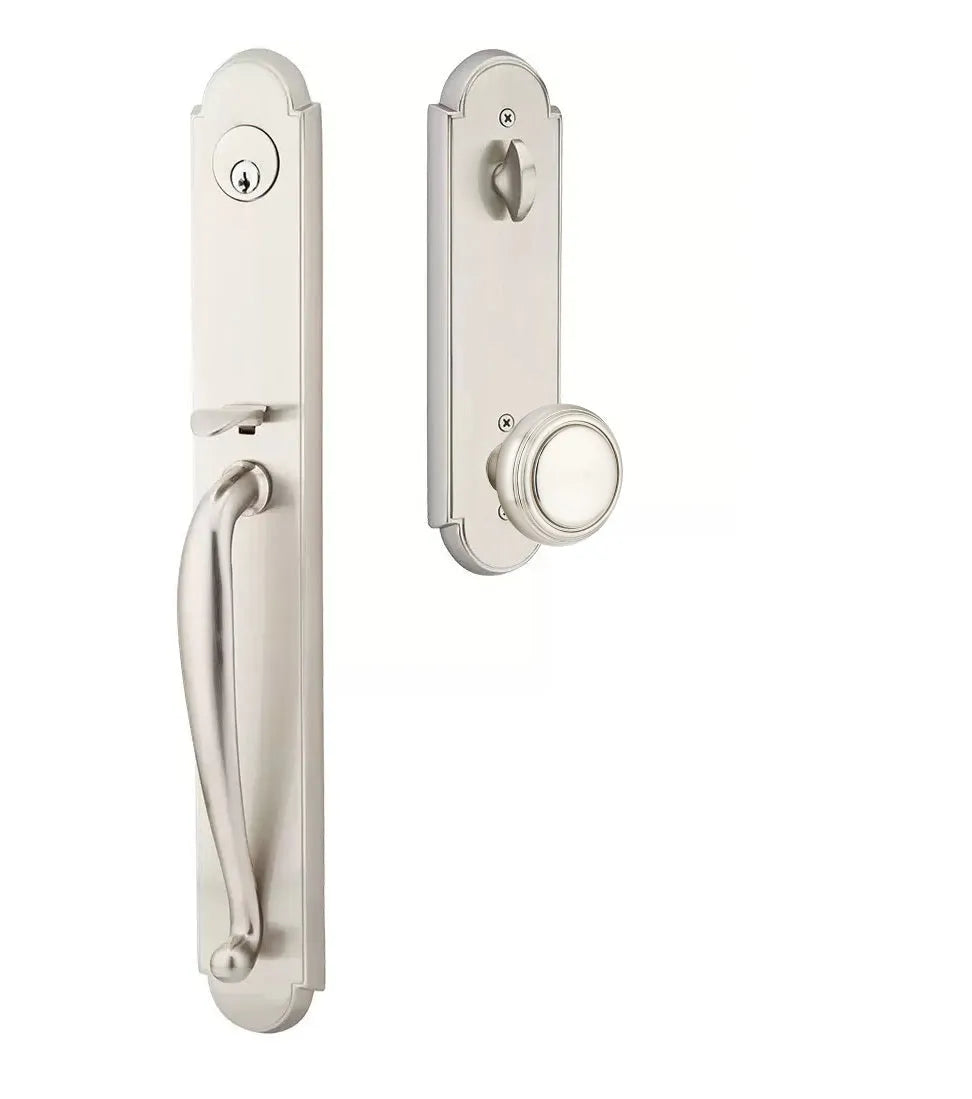 Emtek Wilmington Tubular Handleset with Norwich Knob in Satin Nickel finish
