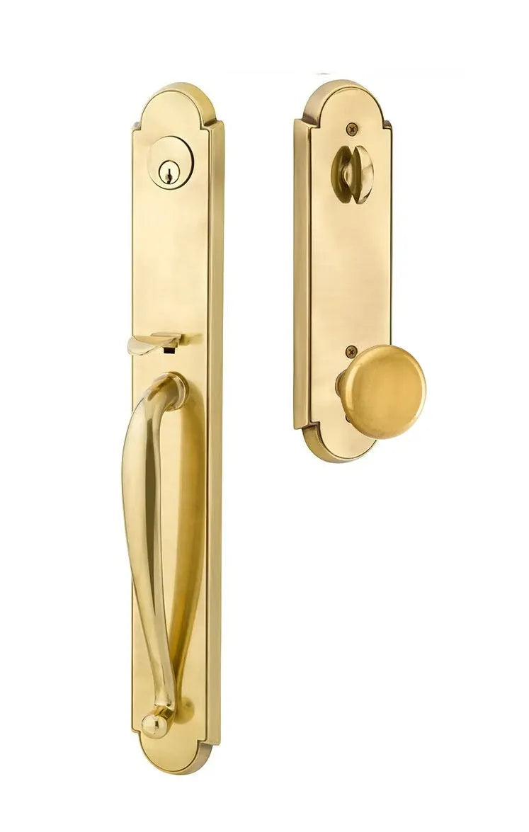 Emtek Wilmington Tubular Handleset with Providence Knob in French Antique finish