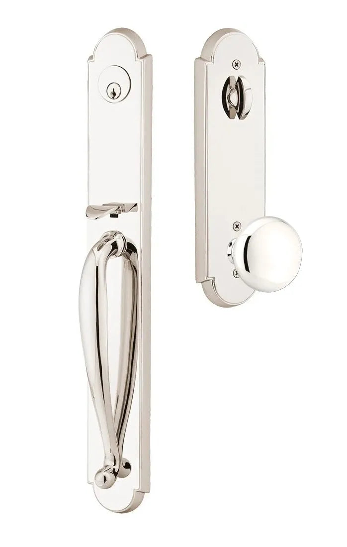 Emtek Wilmington Tubular Handleset with Providence Knob in Lifetime Polished Nickel finish