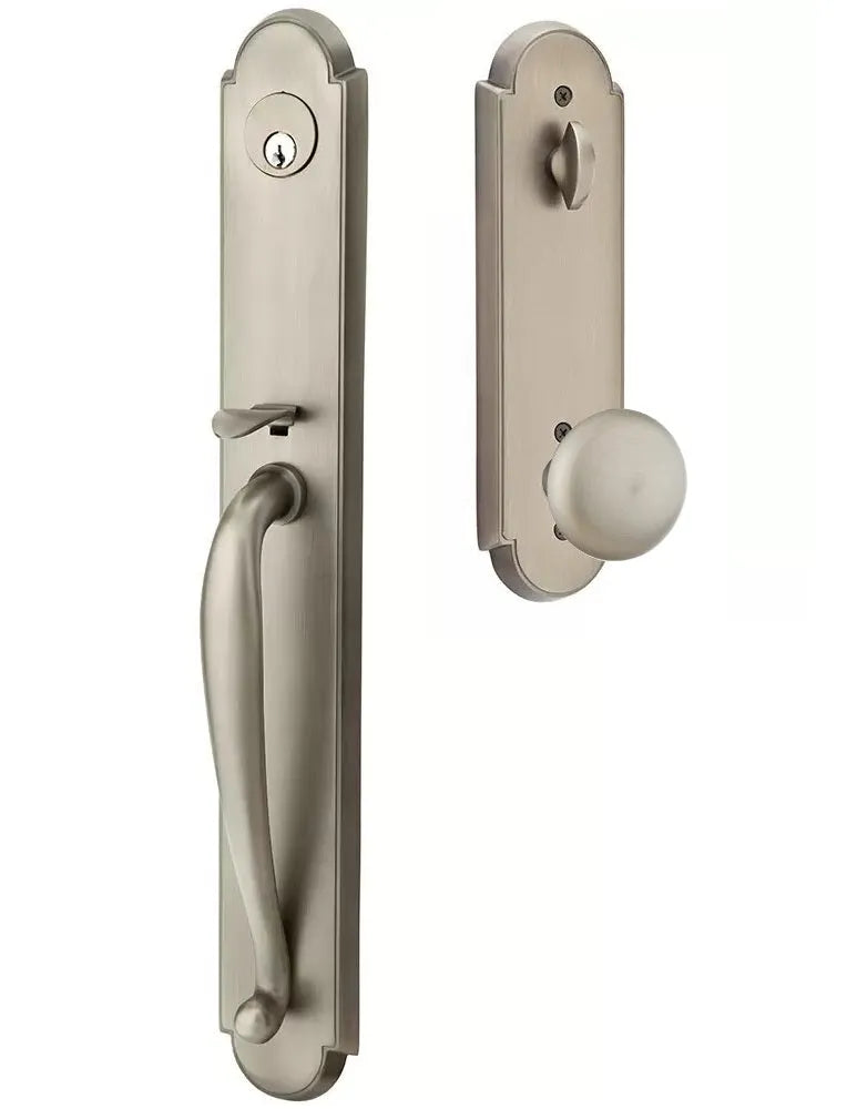 Emtek Wilmington Tubular Handleset with Providence Knob in Pewter finish