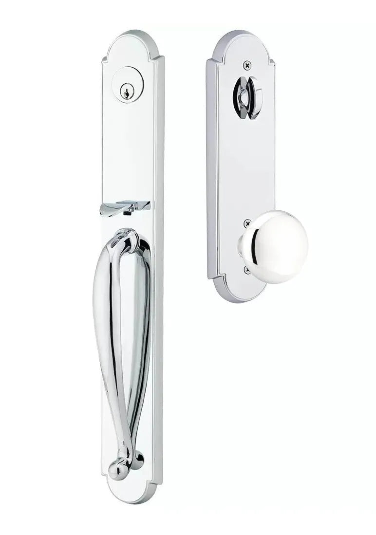 Emtek Wilmington Tubular Handleset with Providence Knob in Polished Chrome finish