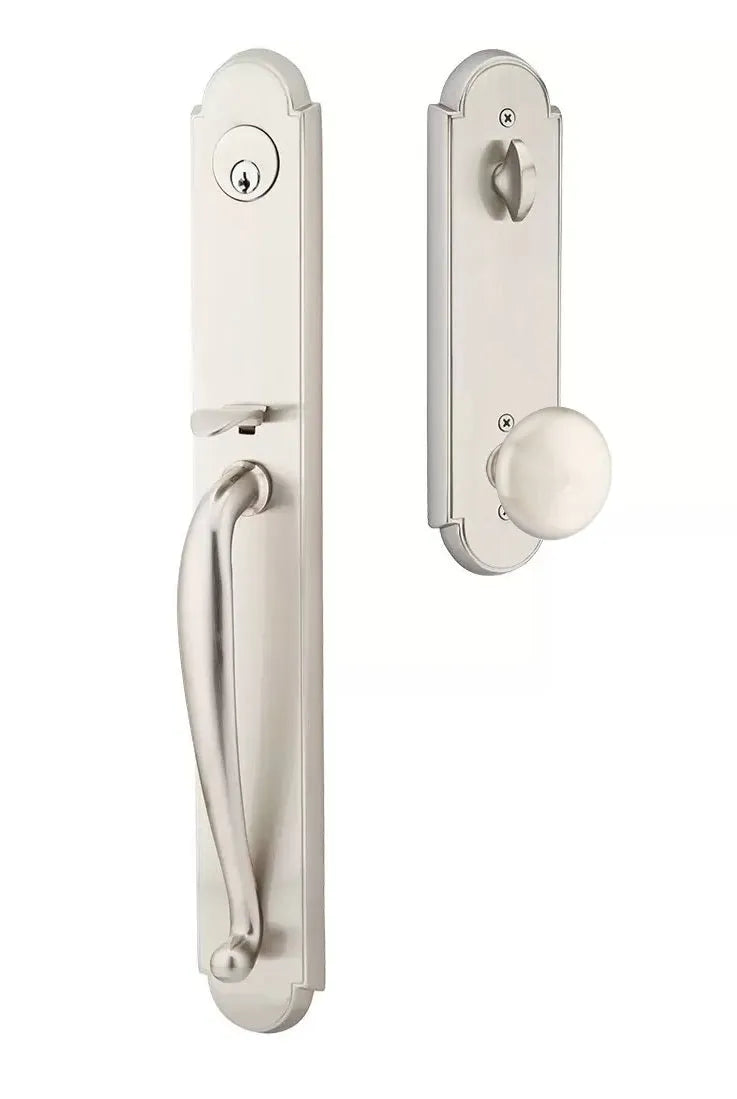 Emtek Wilmington Tubular Handleset with Providence Knob in Satin Nickel finish