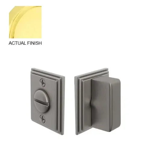 The Emtek Wilshire Double Rosette Privacy Bolt in Polished Brass finish.