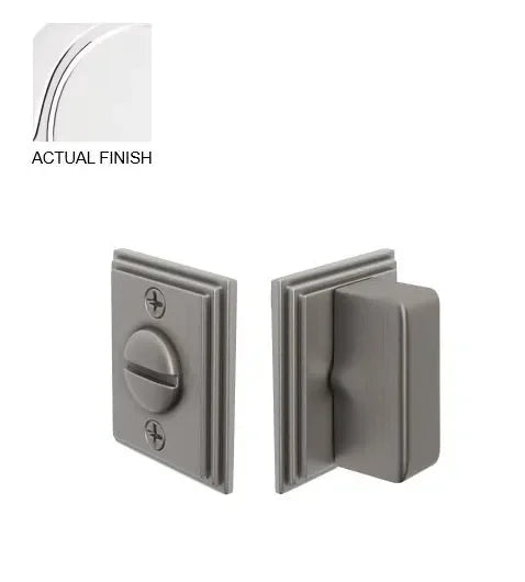 The Emtek Wilshire Double Rosette Privacy Bolt in Polished Chrome finish.
