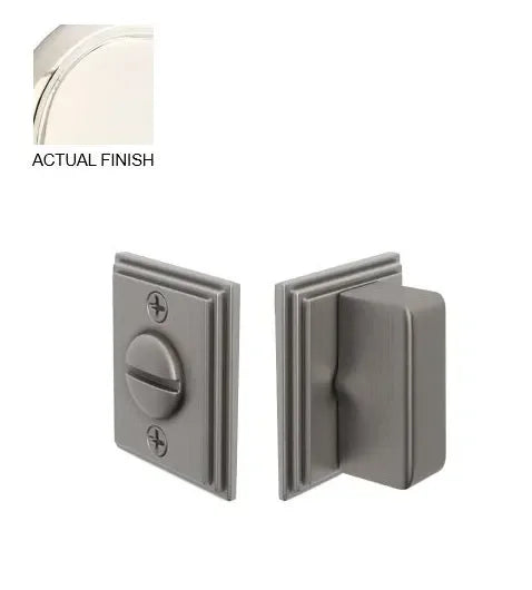 The Emtek Wilshire Double Rosette Privacy Bolt in Polished Nickel finish.