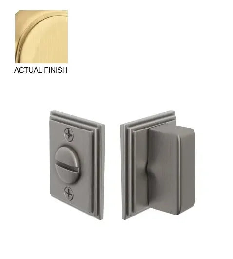 The Emtek Wilshire Double Rosette Privacy Bolt in Satin Brass finish.