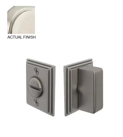 The Emtek Wilshire Double Rosette Privacy Bolt in Satin Nickel finish.