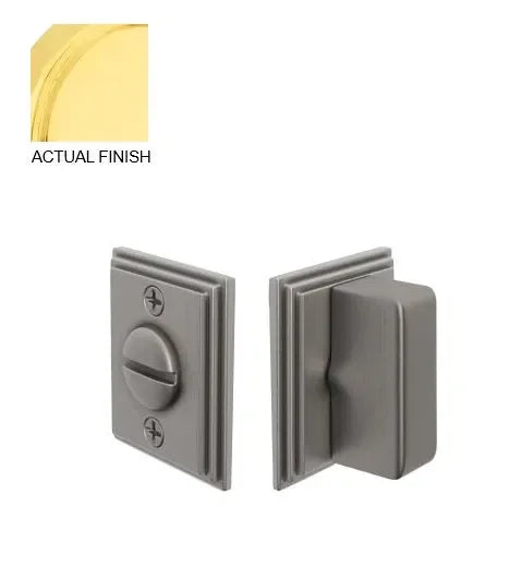 The Emtek Wilshire Double Rosette Privacy Bolt in Unlacquered Brass finish.