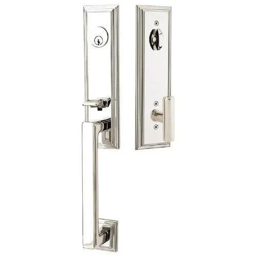 Emtek Wilshire Tubular Entrance Handleset With Ace Knob Lifetime Polished Nickel