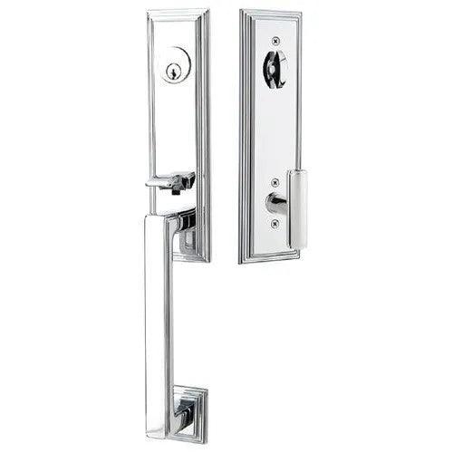 Emtek Wilshire Tubular Entrance Handleset With Ace Knob Polished Chrome