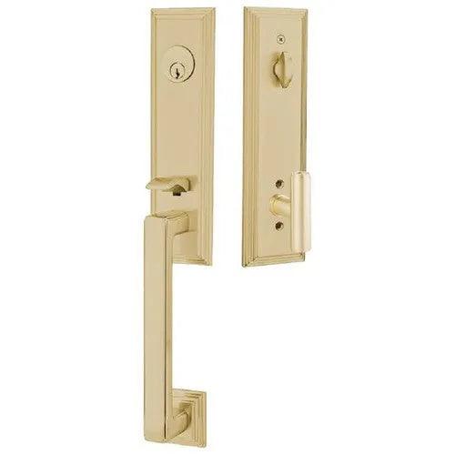 Emtek Wilshire Tubular Entrance Handleset With Ace Knob Satin Brass