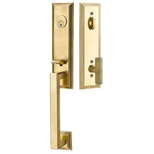 Emtek Wilshire Tubular Entrance Handleset with Ace Knurled Knob French Antique