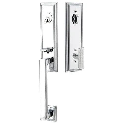 Emtek Wilshire Tubular Entrance Handleset with Ace Knurled Knob Polished Chrome