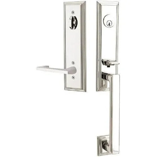 Emtek Wilshire Tubular Entrance Handleset With Argos Lever Lifetime Polished Nickel