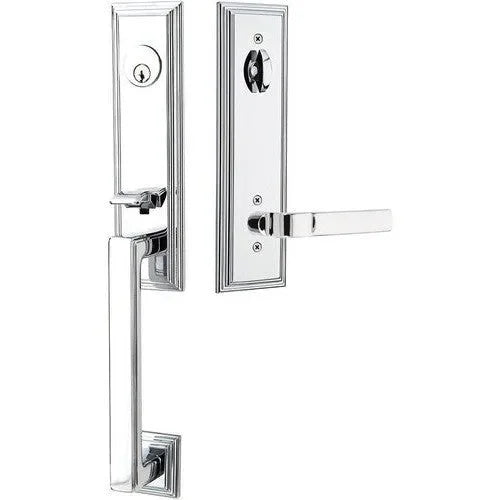 Emtek Wilshire Tubular Entrance Handleset With Aston Lever Polished Chrome