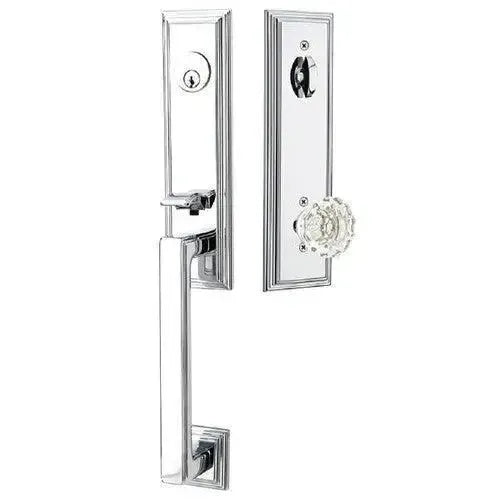 EmtekEmtek Wilshire Tubular Entrance Handleset With Astoria Clear Knob in 