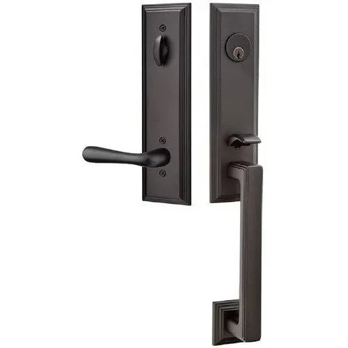 EmtekEmtek Wilshire Tubular Entrance Handleset With Basel Lever in 