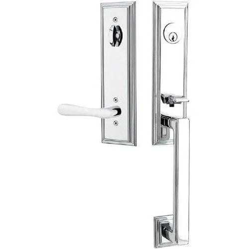 Emtek Wilshire Tubular Entrance Handleset With Basel Lever Polished Chrome
