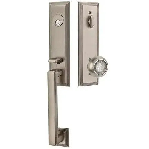 EmtekEmtek Wilshire Tubular Entrance Handleset With Belmont Knob in 
