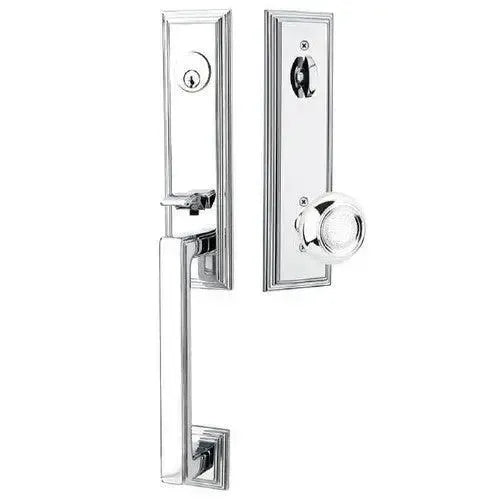 EmtekEmtek Wilshire Tubular Entrance Handleset With Belmont Knob in 