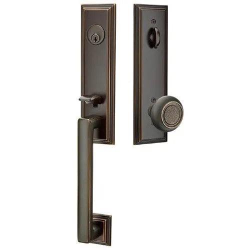 EmtekEmtek Wilshire Tubular Entrance Handleset With Belmont Knob in 