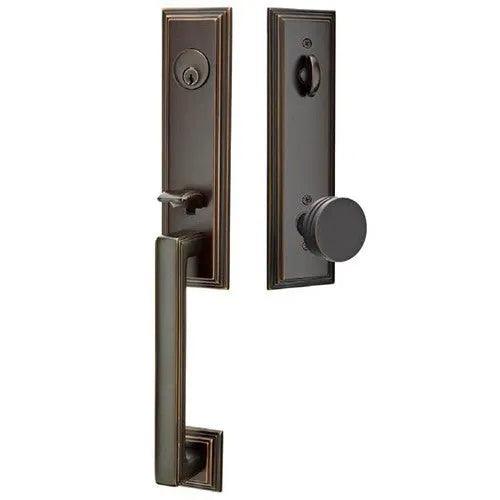 Emtek Wilshire Tubular Entrance Handleset With Bern Knob Oil Rubbed Bronze