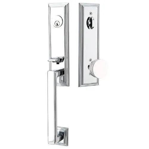 Emtek Wilshire Tubular Entrance Handleset With Bern Knob Polished Chrome