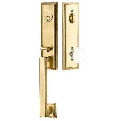 Emtek Wilshire Tubular Entrance Handleset With Bristol Knob in French Antique finish