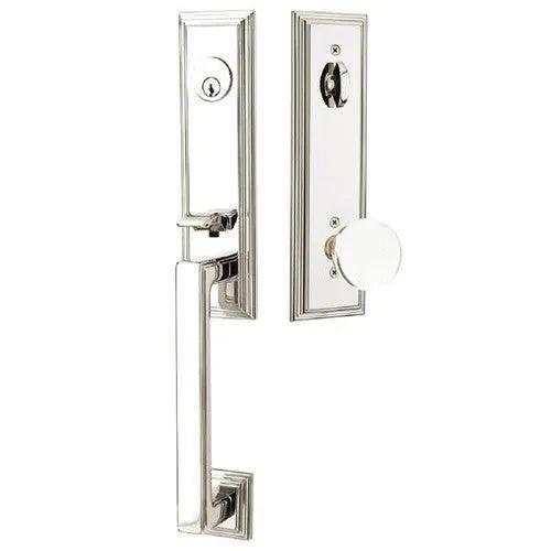Emtek Wilshire Tubular Entrance Handleset With Bristol Knob in Lifetime Polished Nickel finish