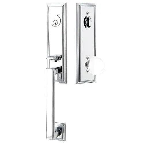 Emtek Wilshire Tubular Entrance Handleset With Bristol Knob in Polished Chrome finish