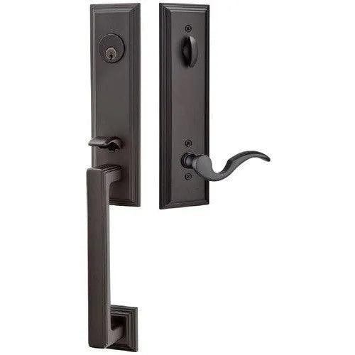 Emtek Wilshire Tubular Entrance Handleset With Cortina Lever Flat Black