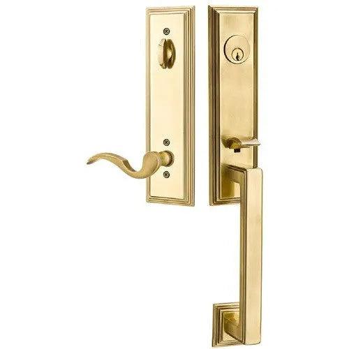 Emtek Wilshire Tubular Entrance Handleset With Cortina Lever French Antique