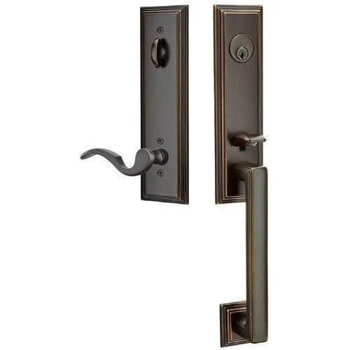 Emtek Wilshire Tubular Entrance Handleset With Cortina Lever Oil Rubbed Bronze