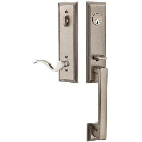 Emtek Wilshire Tubular Entrance Handleset With Cortina Lever Pewter
