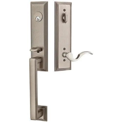 Emtek Wilshire Tubular Entrance Handleset With Cortina Lever Pewter