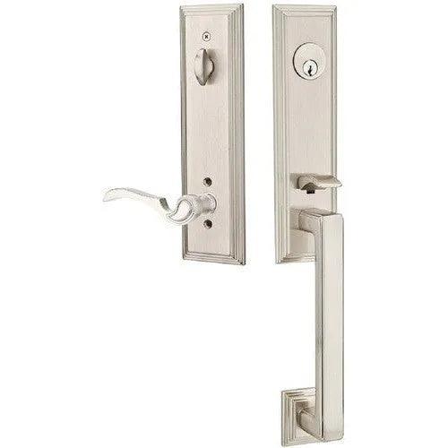Emtek Wilshire Tubular Entrance Handleset With Coventry Lever Satin Nickel