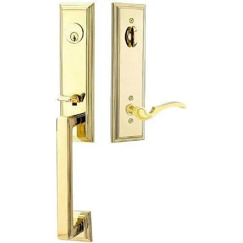 Emtek Wilshire Tubular Entrance Handleset With Coventry Lever Unlacquered Brass