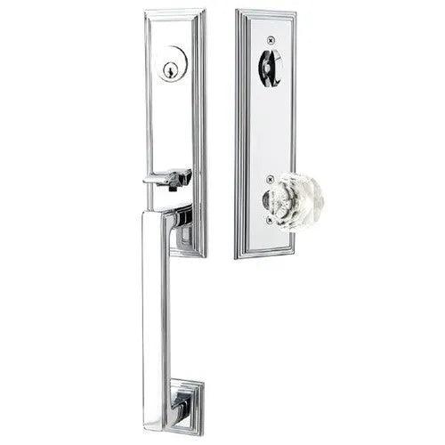 Emtek Wilshire Tubular Entrance Handleset With Diamond Crystal Knob Polished Chrome