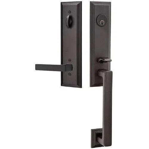 Emtek Wilshire Tubular Entrance Handleset With Dumont Lever Flat Black