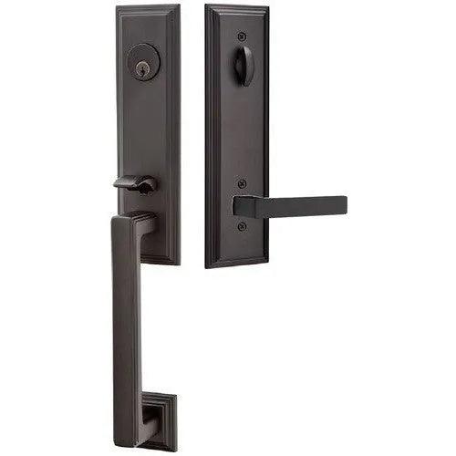 Emtek Wilshire Tubular Entrance Handleset With Dumont Lever Flat Black