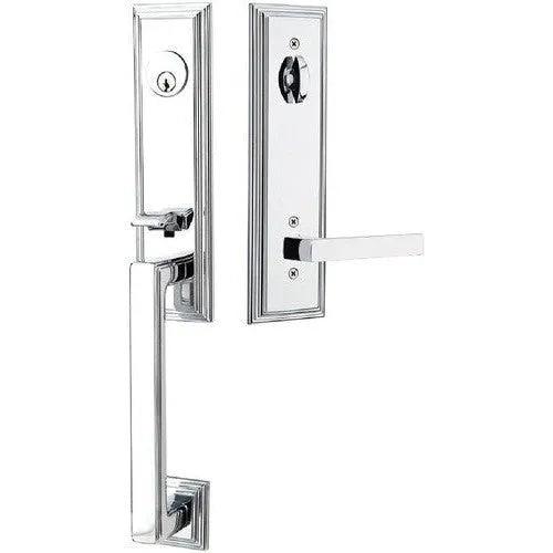 Emtek Wilshire Tubular Entrance Handleset With Dumont Lever Polished Chrome