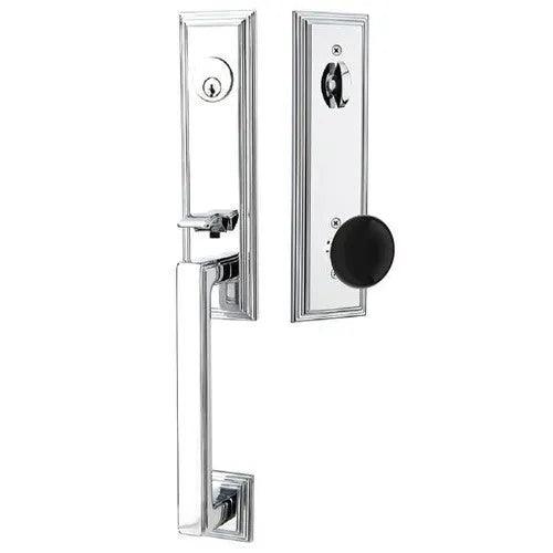 Emtek Wilshire Tubular Entrance Handleset With Ebony Knob Polished Chrome