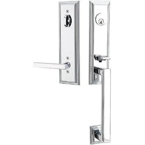 Emtek Wilshire Tubular Entrance Handleset With Freestone Lever Polished Chrome