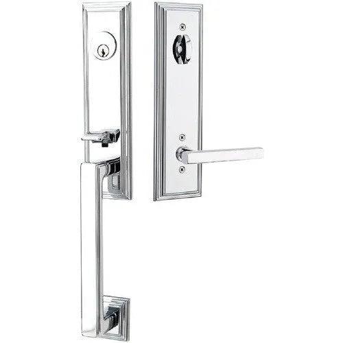 Emtek Wilshire Tubular Entrance Handleset With Freestone Lever Polished Chrome