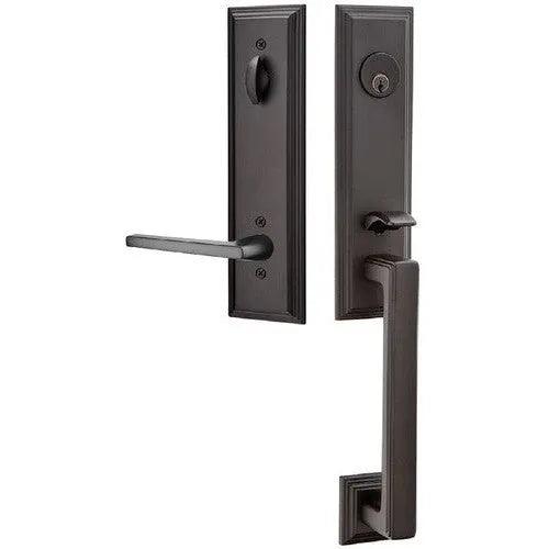Emtek Wilshire Tubular Entrance Handleset With Helios Lever Flat Black
