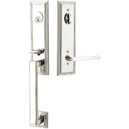 Emtek Wilshire Tubular Entrance Handleset With Helios Lever Lifetime Polished Nickel