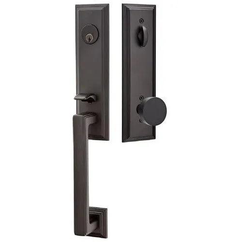 Emtek Wilshire Tubular Entrance Handleset With Round Knob Flat Black